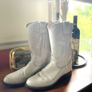 Vintage Justin’s Roper White Cowboy Boots Size 5B